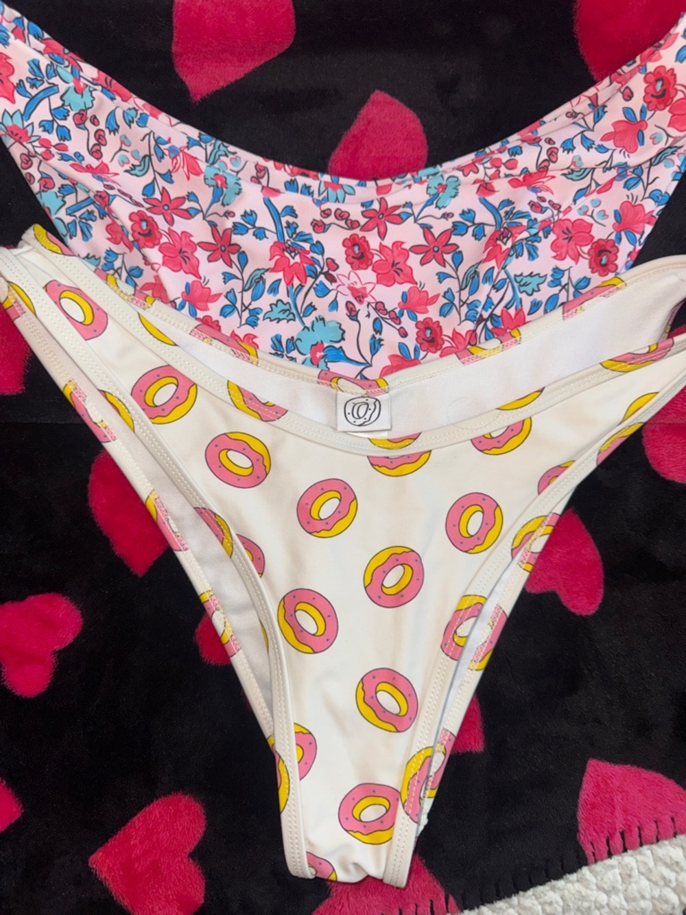 Women’s' Pink Floral & White Pink Donut Print Bikini Bottoms - Pair of Bottom’s
